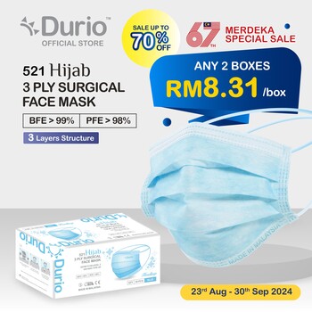 Durio 521 Hijab 3 Ply Surgical Face Mask - (50pcs)